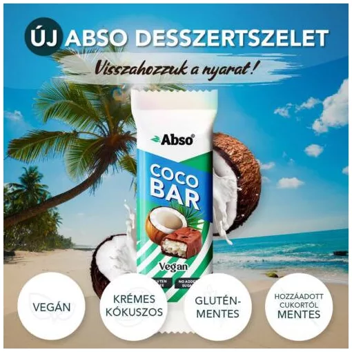 Abso Coco Bar - Baton de desert vegan cu nucă de cocos - 35 g / 20 buc 