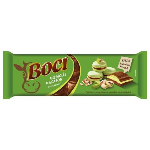 Boci – Ciocolată cu gust de fistic și cremă de alune, umplută cu bucăți de migdale caramelizate, 280g