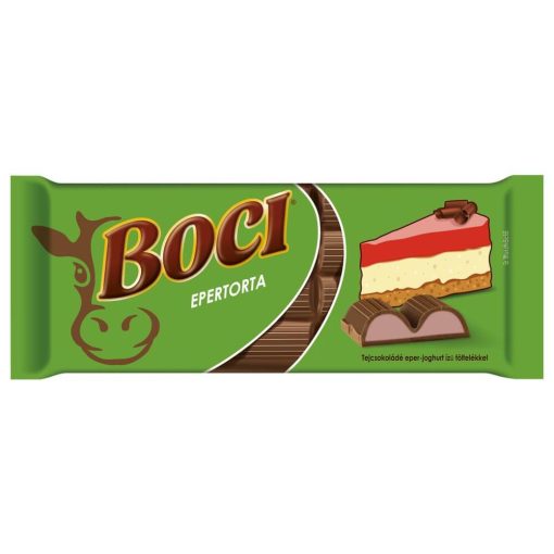 Boci – Ciocolată cu lapte și umplutură de tort cu căpșuni, 100g
