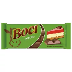   Boci – Ciocolată cu lapte și umplutură de tort cu căpșuni, 100g