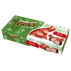 Bomboane de Crăciun cu lapte, umplute cu cremă de căpșuni – 250 g   Bomboane de Crăciun cu lapte, umplute cu cremă de căpșuni – 250 g