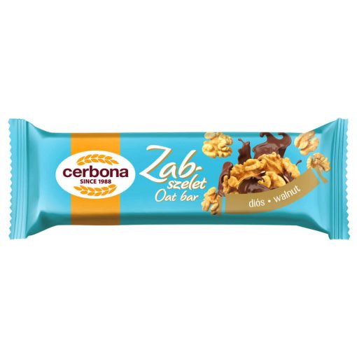 Cerbona Baton din ovăz și nuci, cu glazură de cacao 40 g