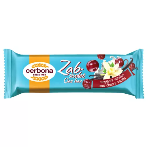 Cerbona Baton din fulgi de ovăz Vișine-vanilie, cu glazură albă 20 x 40 g / 20 buc