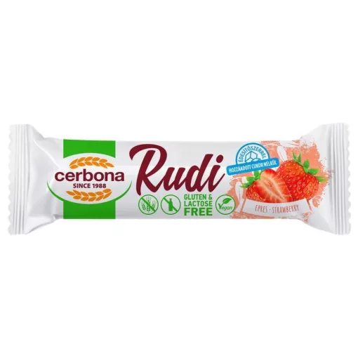 Cerbona Batoane de ovăz cu umplutură de căpșuni, cu înveliș de ciocolată, cu îndulcitori, fără zahăr adăugat, fără gluten, fără lactoză, 30 x 30 g / 30 bucati in pachet