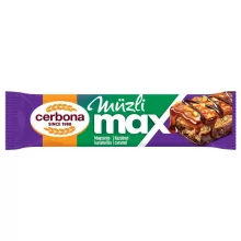 Cerbona MAX baton cu müsli și alune, strat de caramel sărat și bază cu glazură de cacao – 30 g