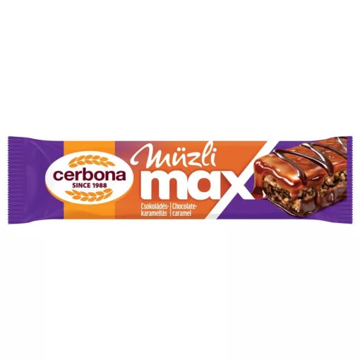 Cerbona MAX Csokoládés müzliszelet, sós-karamella réteggel, kakaós bevonó talppal 20 x 30g / 20 db