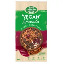 Cerbona Granola Vegană cu Ciocolată și Cireșe, fără zahăr adăugat - 300 g