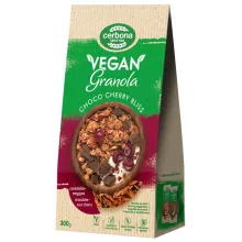 Cerbona Granola Vegană cu Ciocolată și Cireșe, fără zahăr adăugat - 300 g