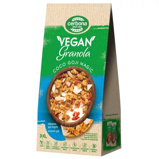 Cerbona Granola Vegană cu Cocos și Goji, fără zahăr adăugat - 300 g