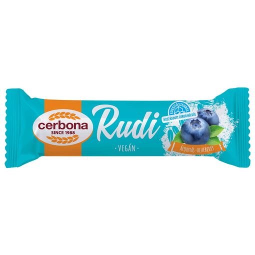 Cerbona Rudi baton cu Ovăz, Umplutură de Afine și Glazură de Cacao, fără zahăr adăugat