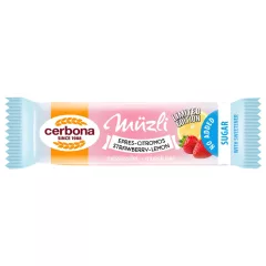 Cerbona Baton musli cu căpșuni și lămâie, 20 g