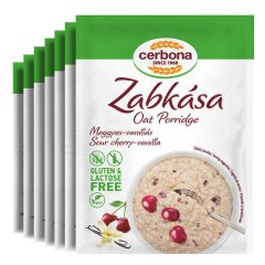 Terci de ovăz cu vișine și vanilie Cerbona, fără gluten și fără lactoză - 7 x 50 g / Pachet saptamanal   Terci de ovăz cu vișine și vanilie Cerbona, fără gluten și fără lactoză - 7 x 50 g / Pachet saptamanal