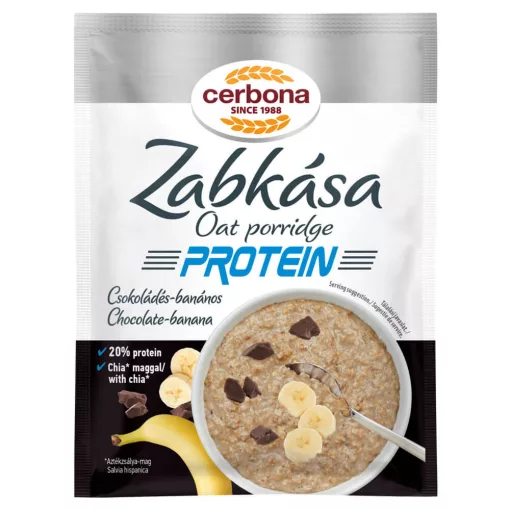 Terci de ovăz proteic cu ciocolată și banane Cerbona Sport, cu îndulcitori - 60 g