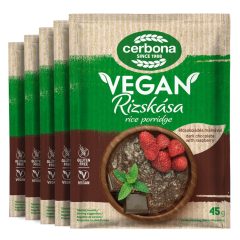 Terci de orez vegan cu ciocolată și zmeură Cerbona, fără gluten, fără lactoză - 5 x 45 g / Pachet de gustări   Terci de orez vegan cu ciocolată și zmeură Cerbona, fără gluten, fără lactoză - 5 x 45 g / Pachet de gustări