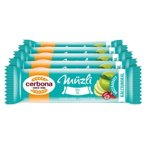 Baton musli cu calciu Cerbona Fitt - 5 x 20 g / Pachet de gustări