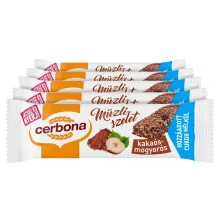 Baton musli cu cacao și alune Cerbona, fără zahăr adăugat, cu îndulcitori - 5 x 20 g / Pachet de gustări