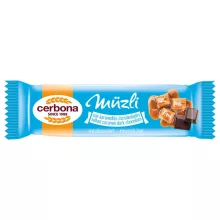Cerbona Salty-caramel-ciocolata neagră baton musli, cu talpă din glazură cu cacao, 20 g