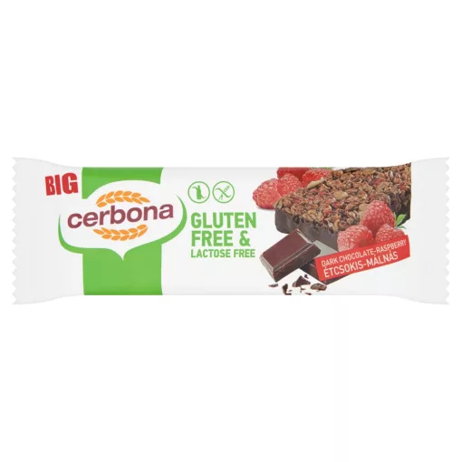 Big baton musli cu ciocolată, zmeură și glazură de cacao Cerbona, fără gluten, fără lactoză - 35 g