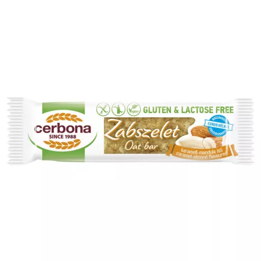 Cerbona Glutén- és laktózmentes zabszelet karamell-mandulás, édesítőszerrel 20 x 40 g / 20 db