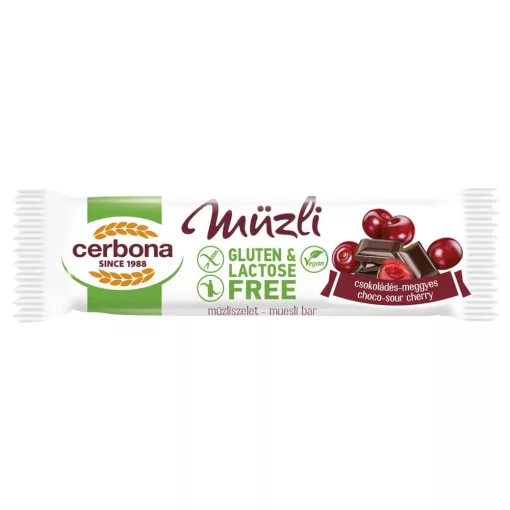 Big baton musli cu vișine și ciocolată Cerbona, fără gluten și fără lactoză - 20 x 35 g / 20 buc