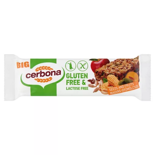 Big baton musli cu semințe și fructe, Cerbona, fără gluten și fără lactoză - 35 g