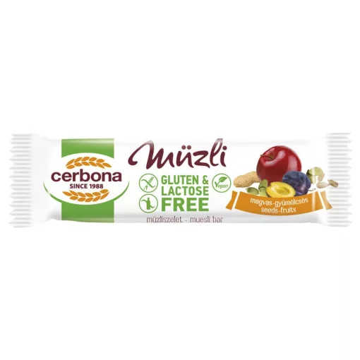 Big baton musli cu semințe și fructe, Cerbona, fără gluten și fără lactoză - 20 x 35 g / 20 buc