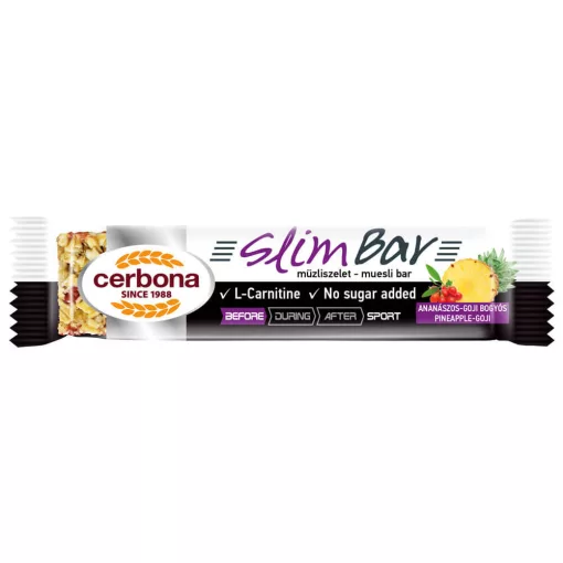 Cerbona Sport Slim ananászos-goji bogyós müzliszelet édesítőszerrel 20 x 35 g / 20 db