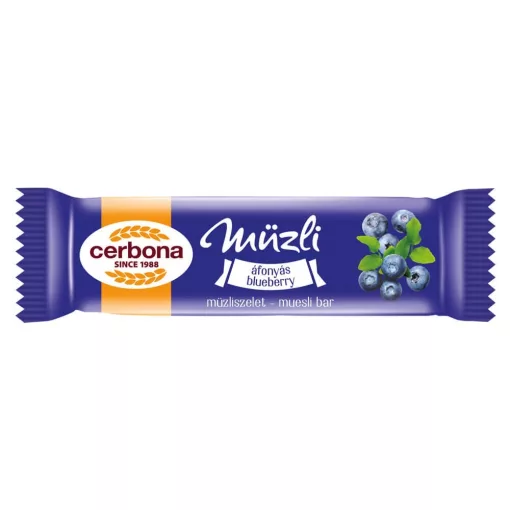 Baton musli cu afine și cu glazură de iaurt Cerbona - 20 x 20 g / 20 buc