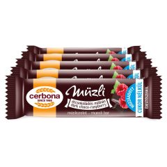 Baton musli cu ciocolată și zmeură Cerbona - 5 x 20 g / Pachet de gustări   Baton musli cu ciocolată și zmeură Cerbona - 5 x 20 g / Pachet de gustări
