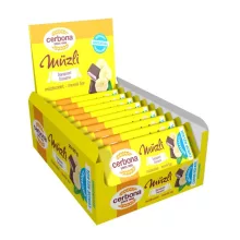 Baton musli cu banane și glazură de cacao Cerbona, cu îndulcitori - 20 x 20 g / 20 buc