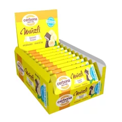   Baton musli cu banane și glazură de cacao Cerbona, cu îndulcitori - 20 x 20 g / 20 buc