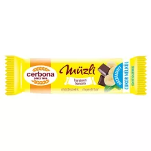 Baton musli cu banane și glazură de cacao Cerbona, cu îndulcitori - 20 x 20 g / 20 buc