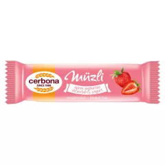   Baton musli cu căpșuni și iaurt, cu glazură de căpșuni Cerbona, cu îndulcitori - 20 g