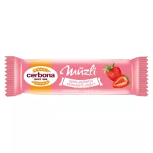Baton musli cu căpșuni și iaurt, cu glazură de căpșuni Cerbona, cu îndulcitori - 20 x 20 g / 20 buc