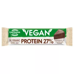   Baton proteic vegan cu aromă de tort de ciocolată, cu glazură de cacao, Cerbona, fără gluten, cu îndulcitori - 40 g