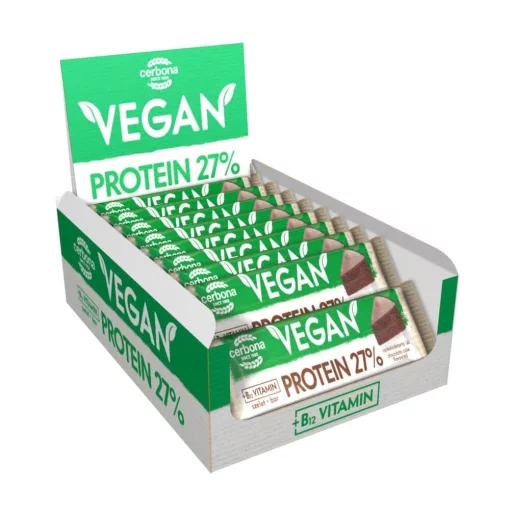 Cerbona Vegan Magas fehérjetartalmú csokitorta ízű szelet kakaós bevonattal, édesítőszerekkel, gluténmentes 20 x 40 g / 20 db
