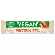 Baton proteic vegan cu aromă de caramel sărat, cu glazură de cacao, Cerbona, fără gluten, cu îndulcitori - 40 g