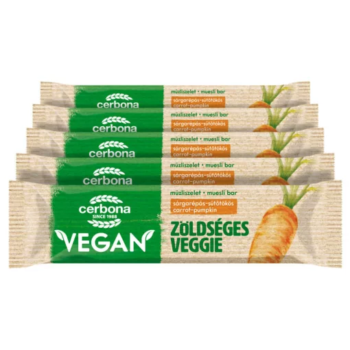 Baton vegan cu morcovi și dovleac Cerbona - 5 x 25 g / Pachet de gustări