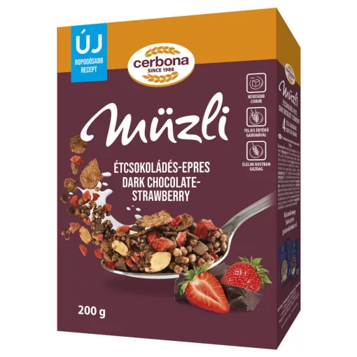 Cerbona Musli cu ciocolată neagră si căpşuni - 200 g