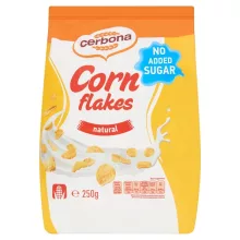 Fulgi de porumb naturali cu calciu Cerbona, fără zahăr adăugat - 500 g