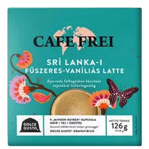 Café Frei, Dolce-Gusto Sri Lanka-i fűszeres vaníliás latte kávékapszula, 9db kapszula/dobozos kiszerelésben