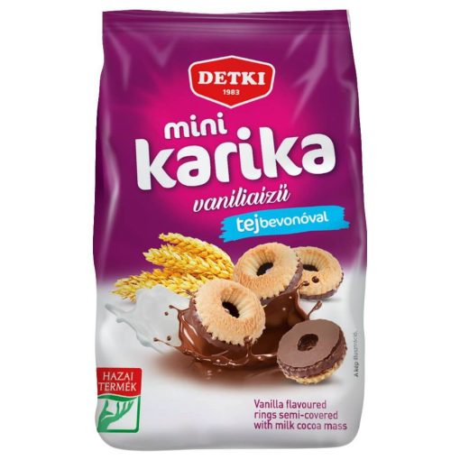 Detki Mini karika vaníliás ízű tejes mártott teasütemény, 150g
