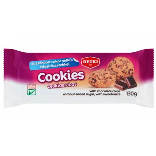 Detki Biscuiți fragezi cu bucăți de ciocolată, fără zahăr adăugat, 130 g