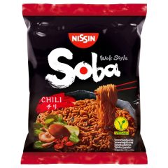 Nissin Soba preparat instant cu tăiței, aromă chili – 110 g   Nissin Soba preparat instant cu tăiței, aromă chili – 110 g
