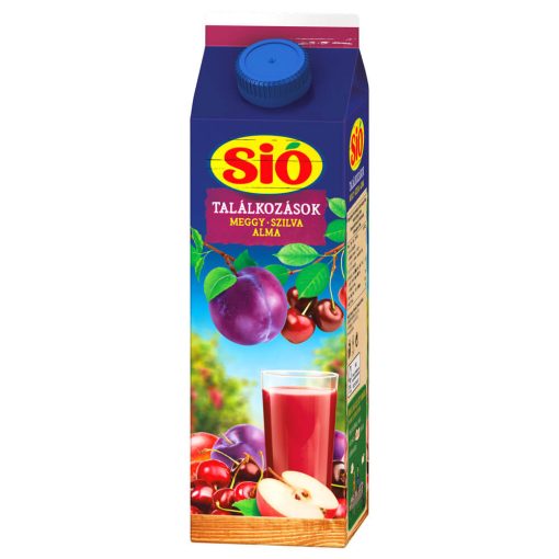 Sió suc de vișine-prune-mere cu pulpă - 1 litru